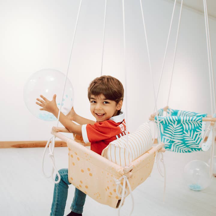 Mada in Lisbon - Vendita all'ingrosso Altalena - Bambini e neonati - Swing bambino senape e pois gialli