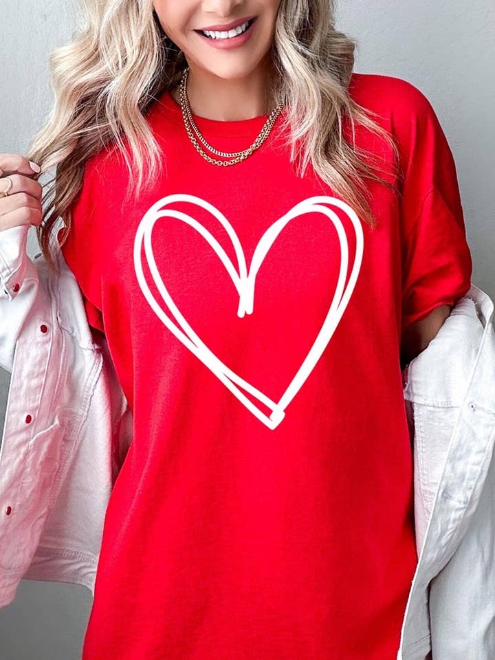 Simple Heart Valentine Graphic Heavy Cotton Tee for wholesale by COLORBEAR
