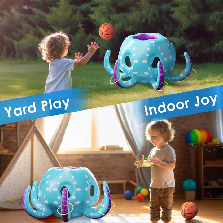 iPlay iLearn - Wholesale Inflatable toy – Child & baby - 2-in-1 Inflatable Octopus - Fun Water Pool Toy Game4