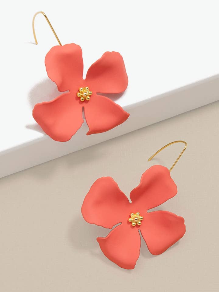 Matte Flower Threader Drop Earring for wholesale by ZENZII Jewelry