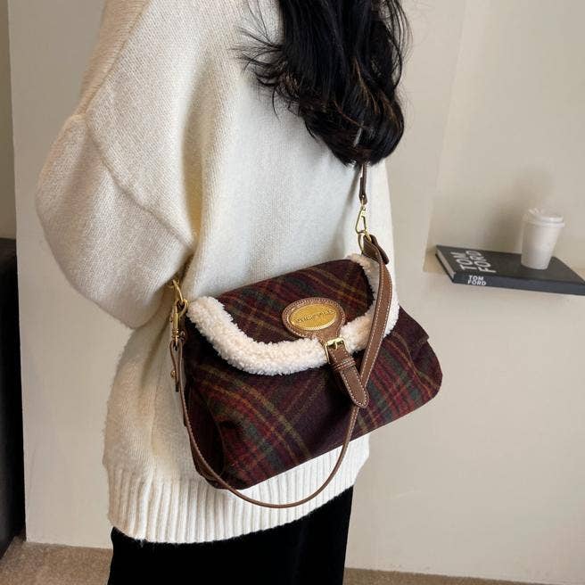 MKS America - Wholesale Crossbody Bag - Women's - Christmas tweed plush crossbody bag4
