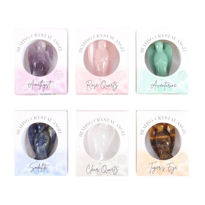 Something Different Wholesale - Wholesale Spiritual Stone/Crystal - Set of 24 Healing Crystal Angels in Display