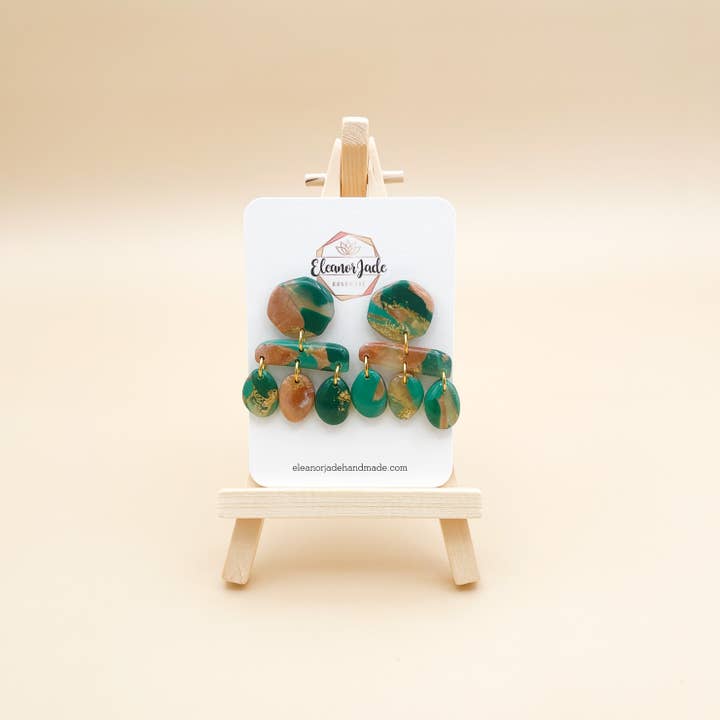 ZARA | Jade+Brinco de argila de seixo orgânico de mármore de cobre por atacado de Eleanor Jade Handmade