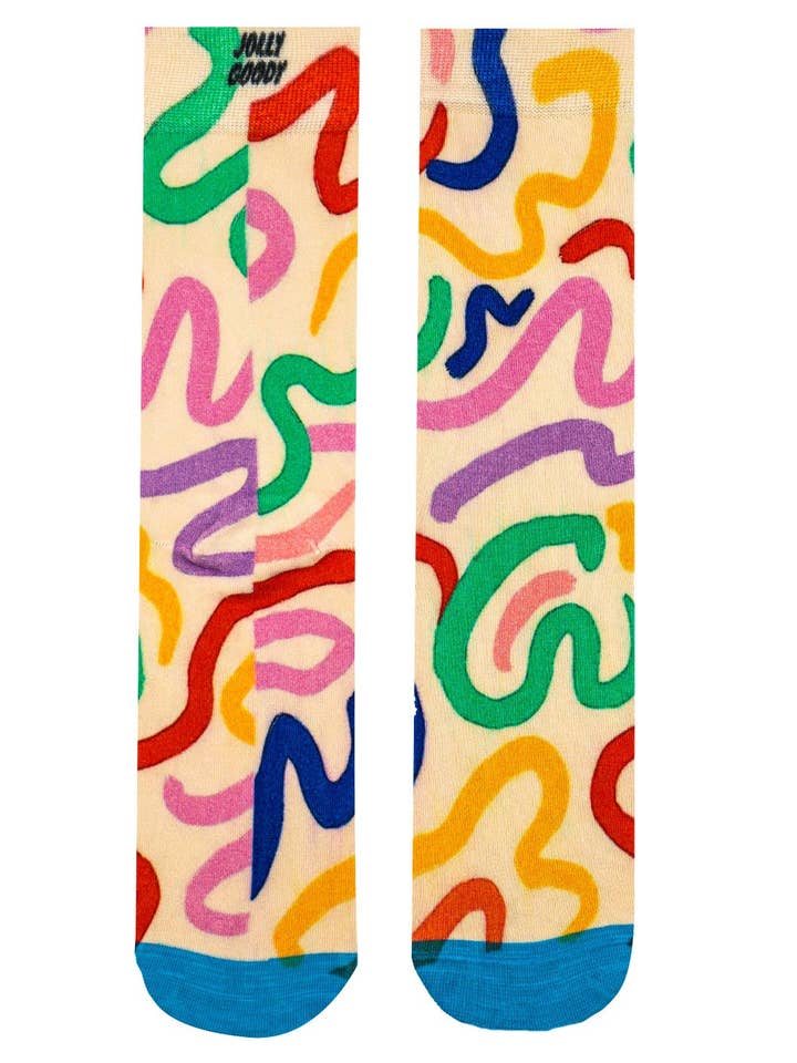 Jolly Goody - Wholesale Socks - Women's - Colorful Ribbons Bamboo Socks – Playful Ribbon-Inspired Crew