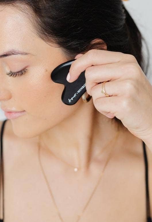 August & Monroe, Inc - Wholesale Face/Beauty Roller - Black Obsidian Stone Gua Sha1