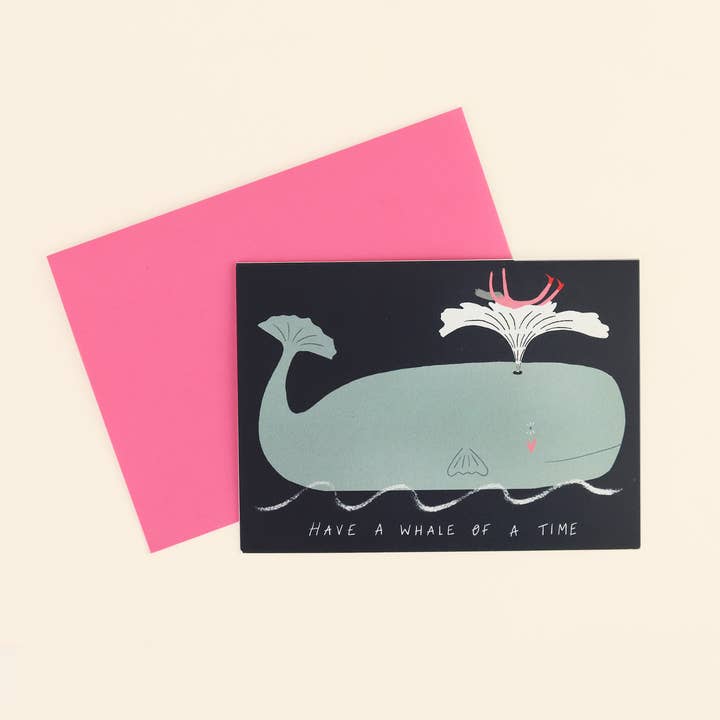 Have a Whale of a Time grappige verjaardagskaart voor wholesale door Little Black Cat Illustrated Goods
