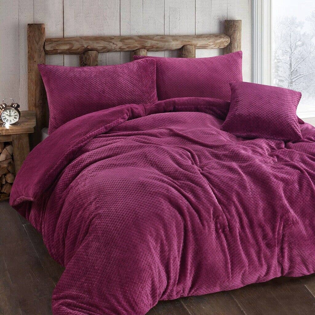 Pretty Little Bed – wholesale Bedding set – Luxury Teddy Popcorn Waffle Duvet Cover Fleece Warm Quilt Bedding Set All Sizes1