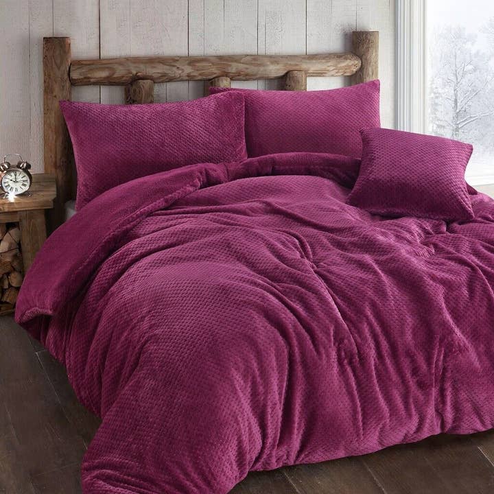 Pretty Little Bed – wholesale Bedding set – Luxury Teddy Popcorn Waffle Duvet Cover Fleece Warm Quilt Bedding Set All Sizes1