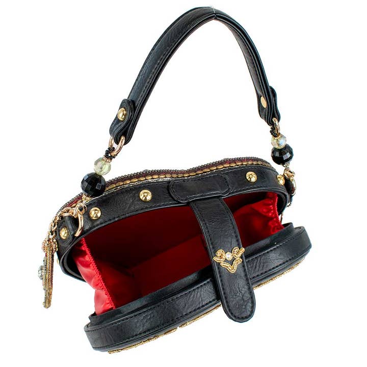 Mary Frances Accessories - Wholesale Top Handle Bag - Women's - Embrace Red Beaded Heart Key Hole Top Handle Bag