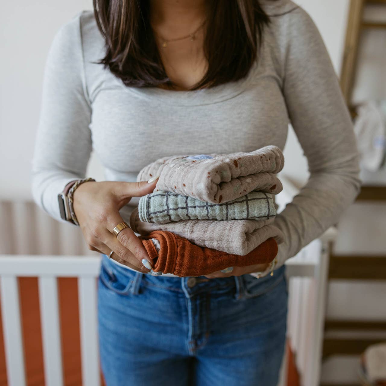 Parker Baby Co. - Wholesale Burp Cloth Set - Baby - Pebble Set - Muslin Burp Cloths (4 Pack)5