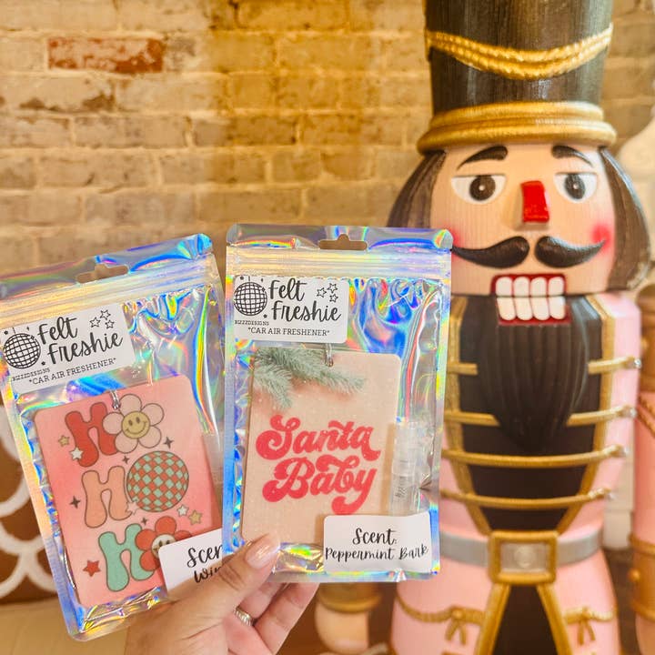 Bizzz Designs - Wholesale Car Freshener - Women’s - Pink Christmas Felt Freshie Bundle of 10 | XMAS Freshies1