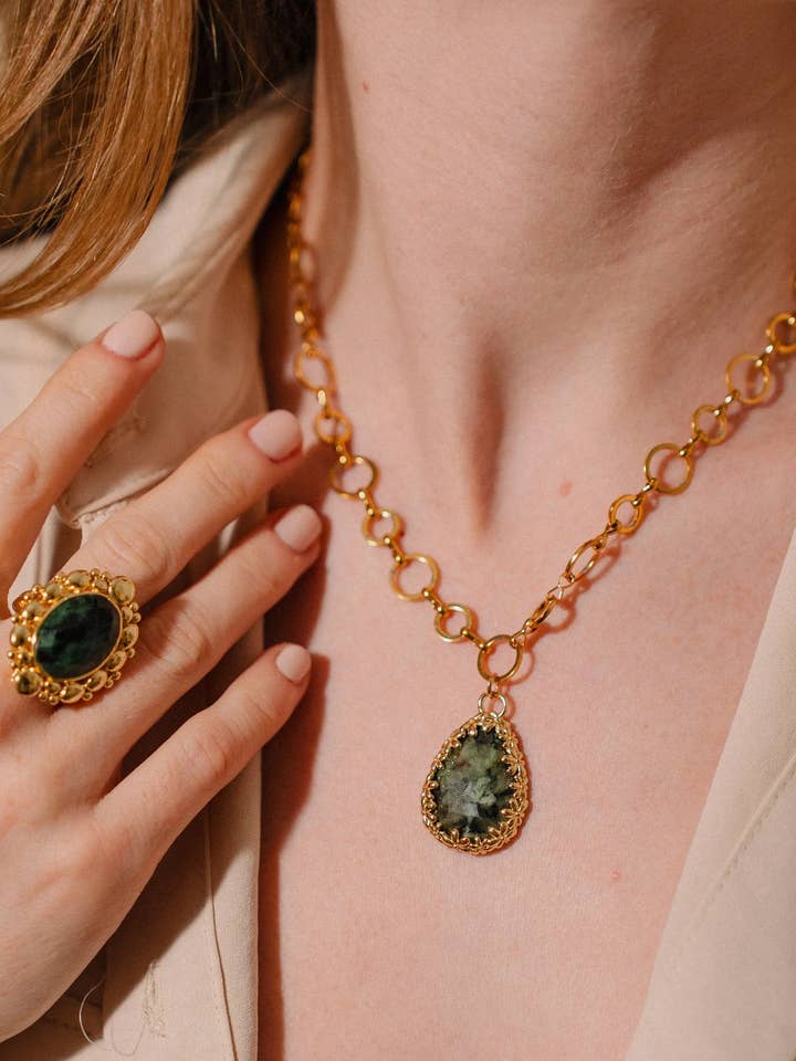 Conjunto de Joyas de Piedra Natural, Colgante de Piedra Preciosa, Regalo para Ella for wholesale by PHOEBE´S