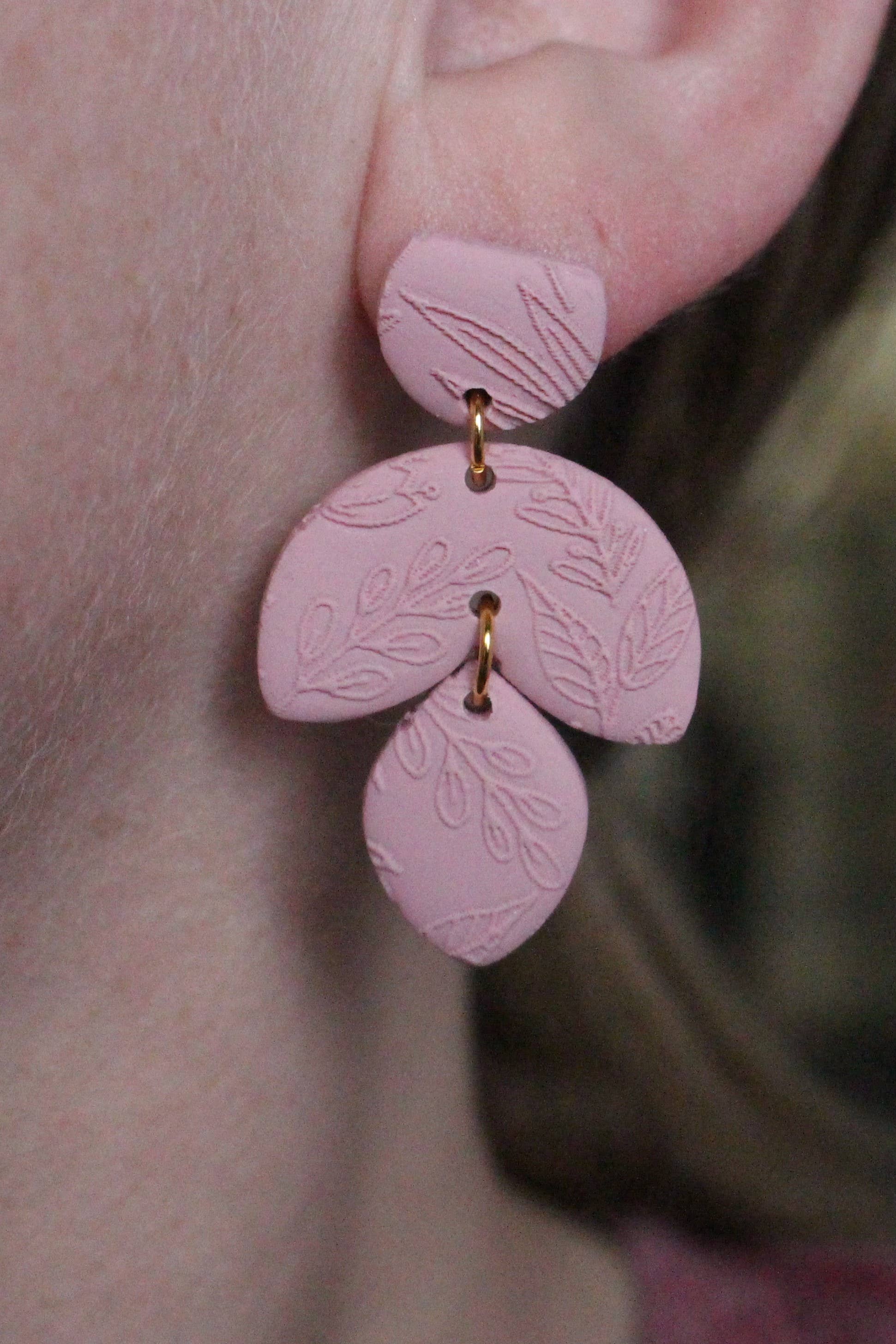 Fern and Arrow co. - Wholesale Dangle Earrings - Elsie-Polymer clay pink floral dangle earring hypoallergenic2