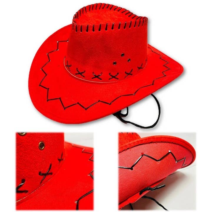 Stylex Party - Wholesale Cowboy Hat - Unisex - Red Unisex Cowboy Hat Fancy Dress Western Hen Party Stag Par