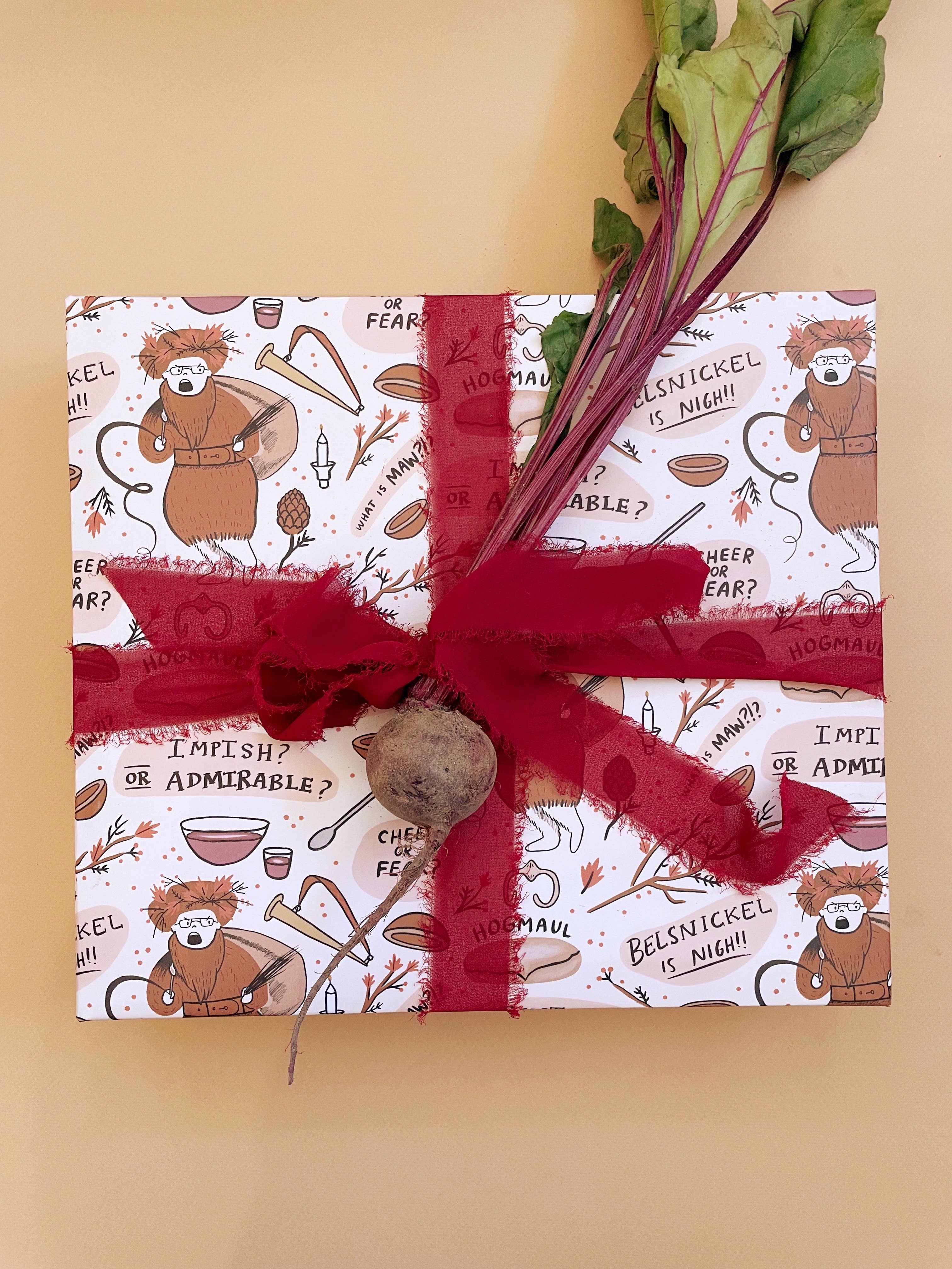 Abbie Ren Illustration – Großhandel Geschenkpapierrolle – Belsnickel is Nigh Christmas Geschenkpapier, 3-Blatt-Rolle5