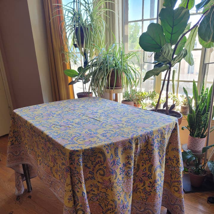 Tamra Copper LA - Wholesale Tablecloth - Soft Washed Block Print Tablecloth12