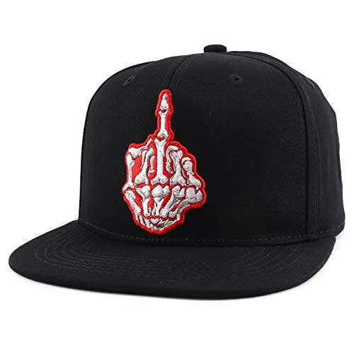 Trendy Apparel Shop – Boné - Unissexo por atacado – Boné Snapback Flatbill Bordado Esqueleto3