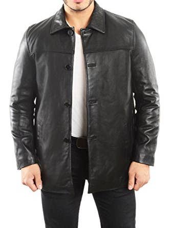 REED EST. 1950 Jaqueta masculina de couro de cordeiro genuíno casaco de quatro botões para carro por atacado de Reed