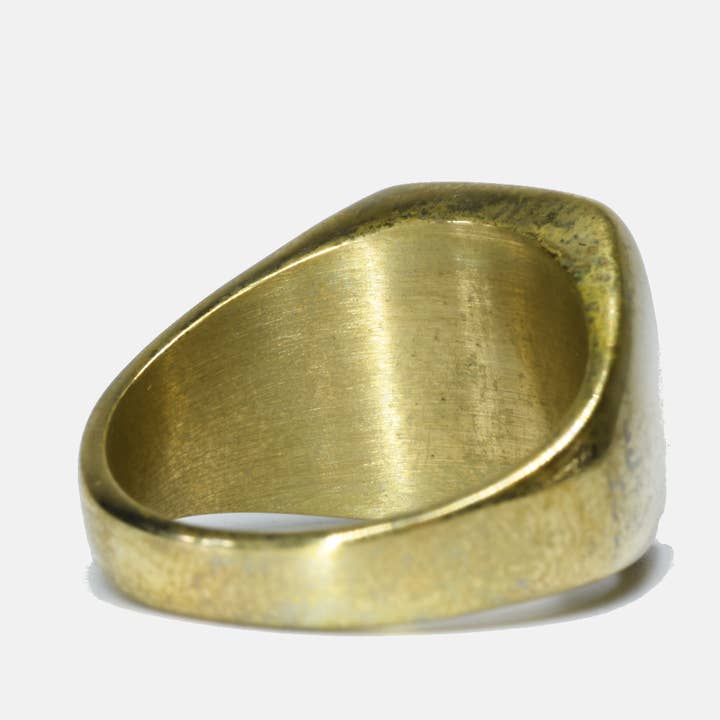 Curated Basics – wholesale Signet ring – Brass Square Striped Ring2