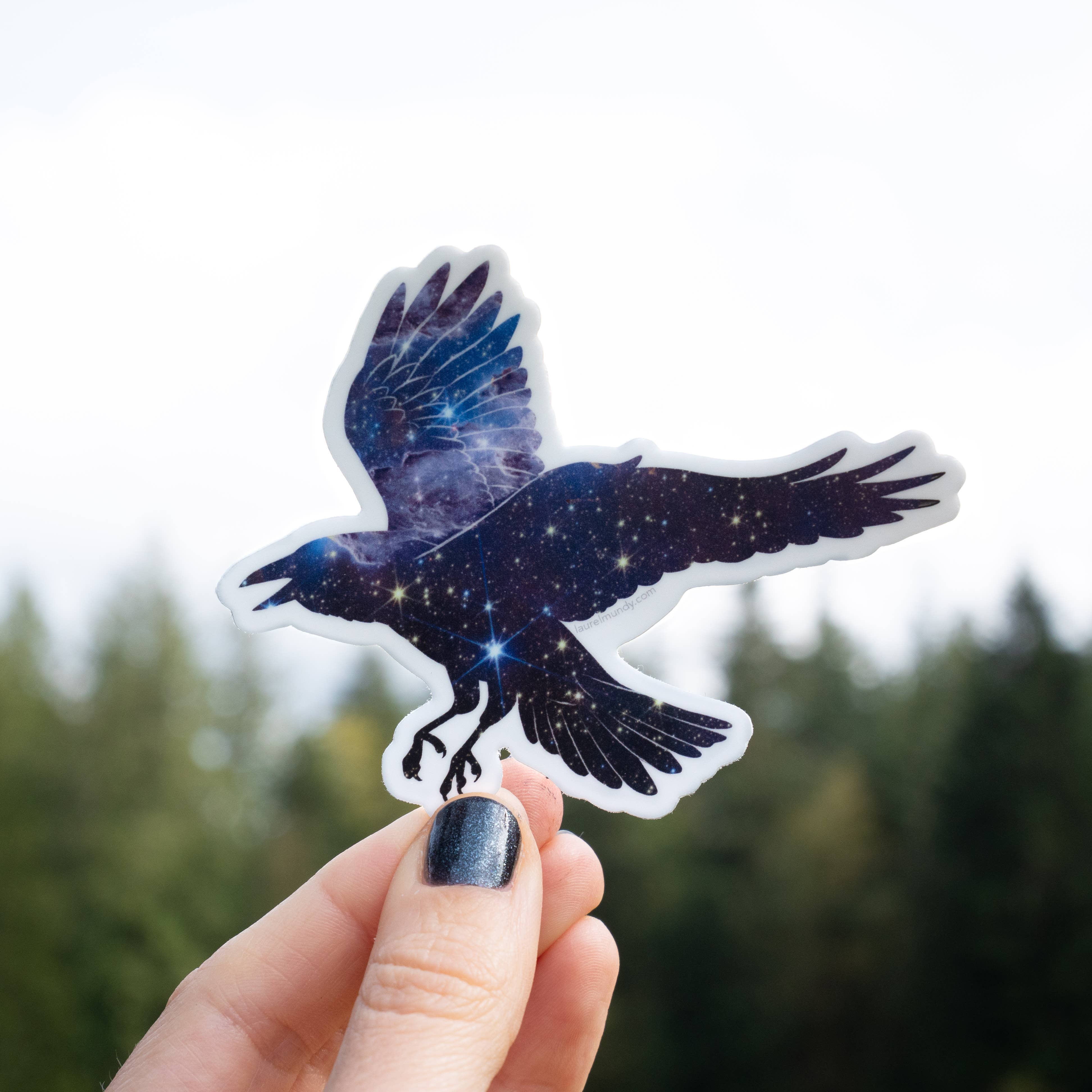Laurel Mundy Illustration - Wholesale Sticker - Space Raven 3" vinyl sticker - waterproof2
