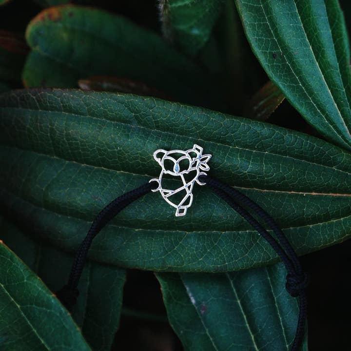 Silver koala bracelet with cord for wholesale by Mountplane