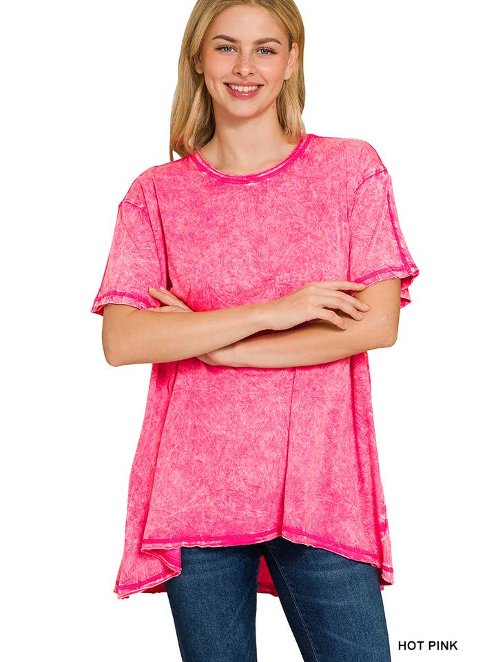 42POPS – T-shirt – Mulher por atacado – Blusa vintage com mangas curtas lavada SI-2535175