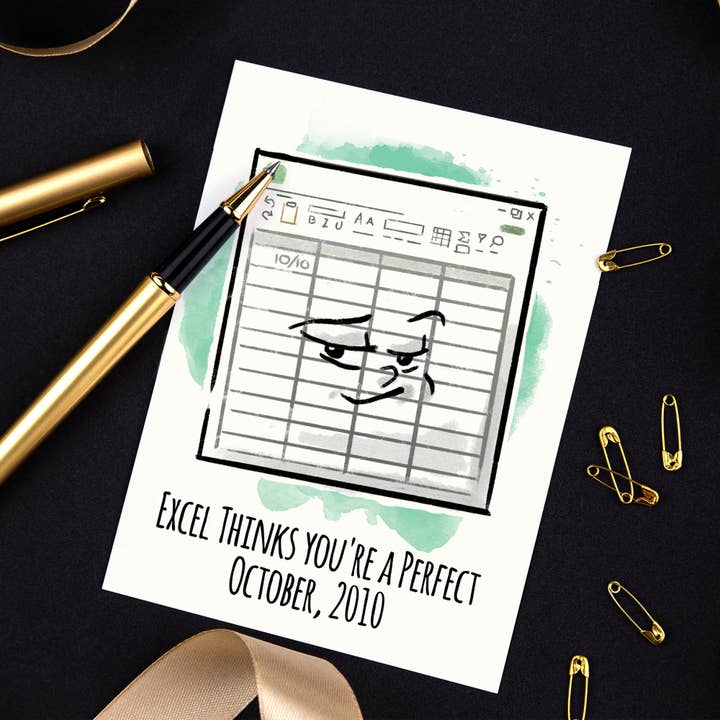Aaron Millard Illustration - Wholesale Vriendschapskaartje - „Perfect Oct 2010" - Grappige vriendschapskaart voor koppels op kantoor2