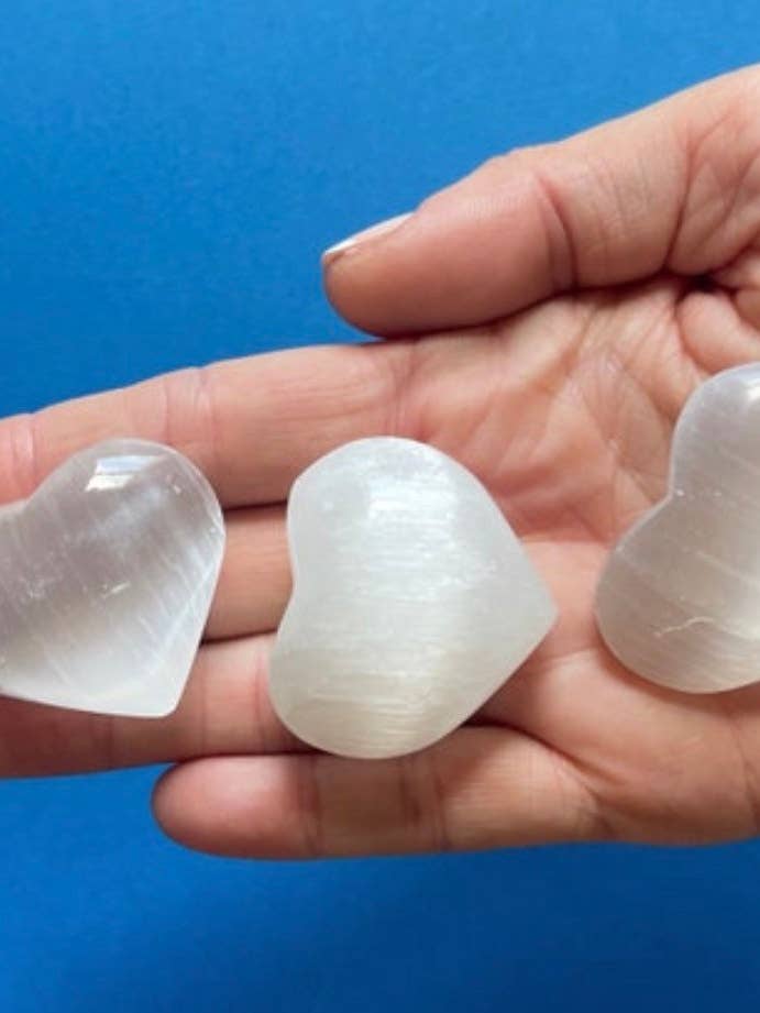 Selenite Crystal Hearts, Heart Shaped Crystal, Puffy Gemston for wholesale by Tumbledshop