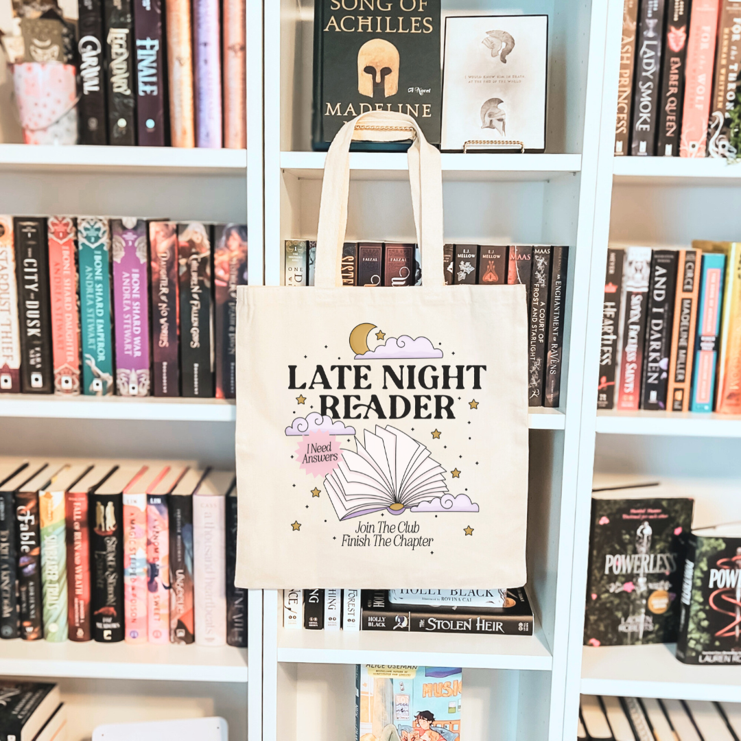 Awfullynerdy.co - Wholesale Tote Bag - Women's - Late Night Reader Sublimated Canvas Tote Bag0