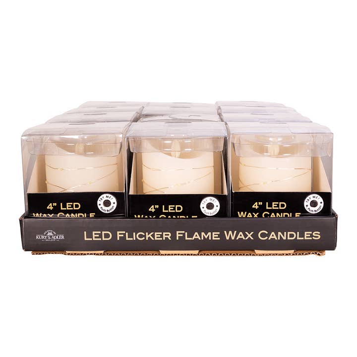 Kurt S. Adler, Inc. - Wholesale Flameless Candle - 4" B/O Led Flkr Flm W Cndl+Fairy Lts