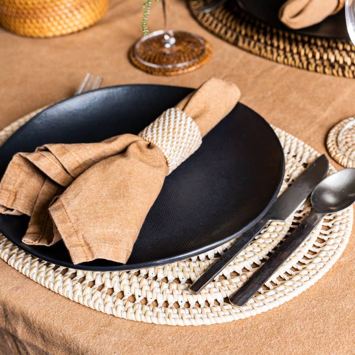 Tiseco - Wholesale Napkin Ring - Napkin rings RATTAN - SET/4 - 4.5x5 cm5