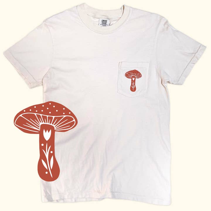 MUSHROOM POCKET TEE for wholesale by Anna Montagne Studio