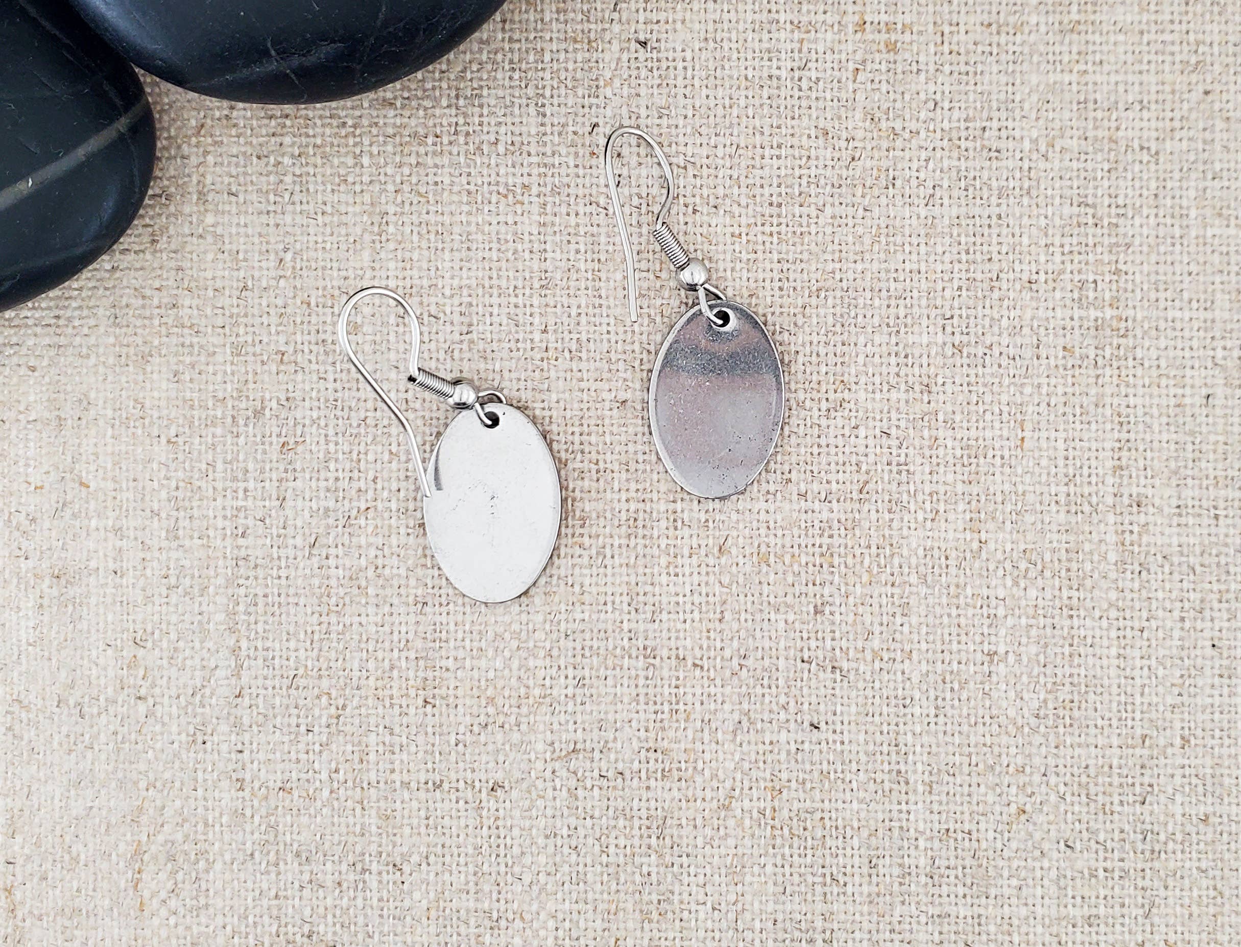 Covaly Artisan Jewelry - Wholesale Dangle Earrings - Alcohol Ink Stainless Steel Small Oval Earrings4