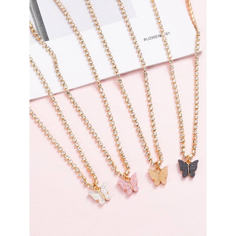 MoodGold - Wholesale Pendant/Charm Necklace - Original Rhinestone Adjustable Contrast Color Butterfly Pendant Necklaces Accessories4