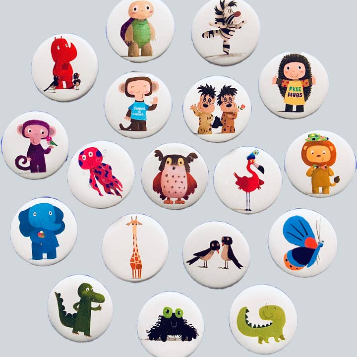 Ensemble de boutons à épingle (paquet de 18) pour la vente par Mr. Hoot's Fables