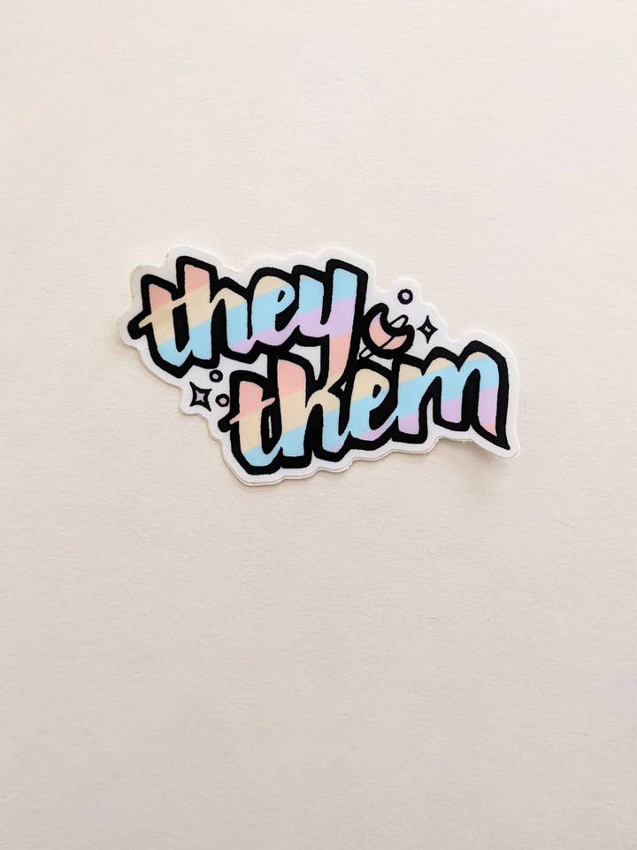 They Them Pastel Space Sticker for wholesale by Doodle Me Alive