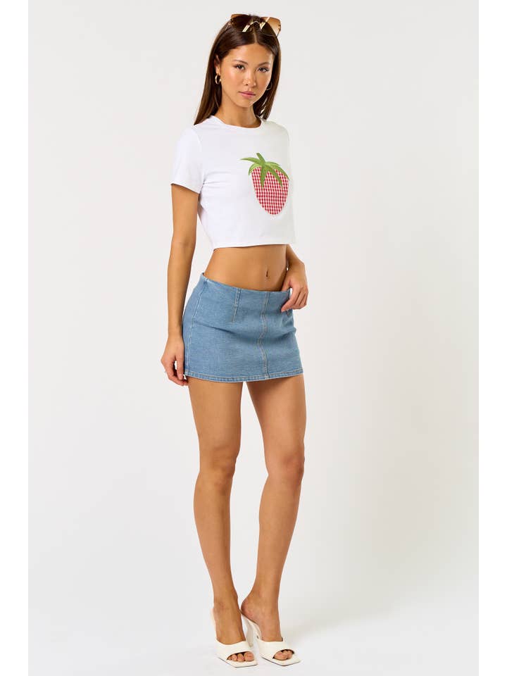 OFF WHITE IBT33458 Strawberry Patchwork Relax Fit Tee for wholesale on Faire