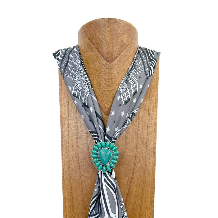 WRS240615-09                  Silver metal with green turquoise stone wild rag slide for wholesale by Western Elite Jewelry