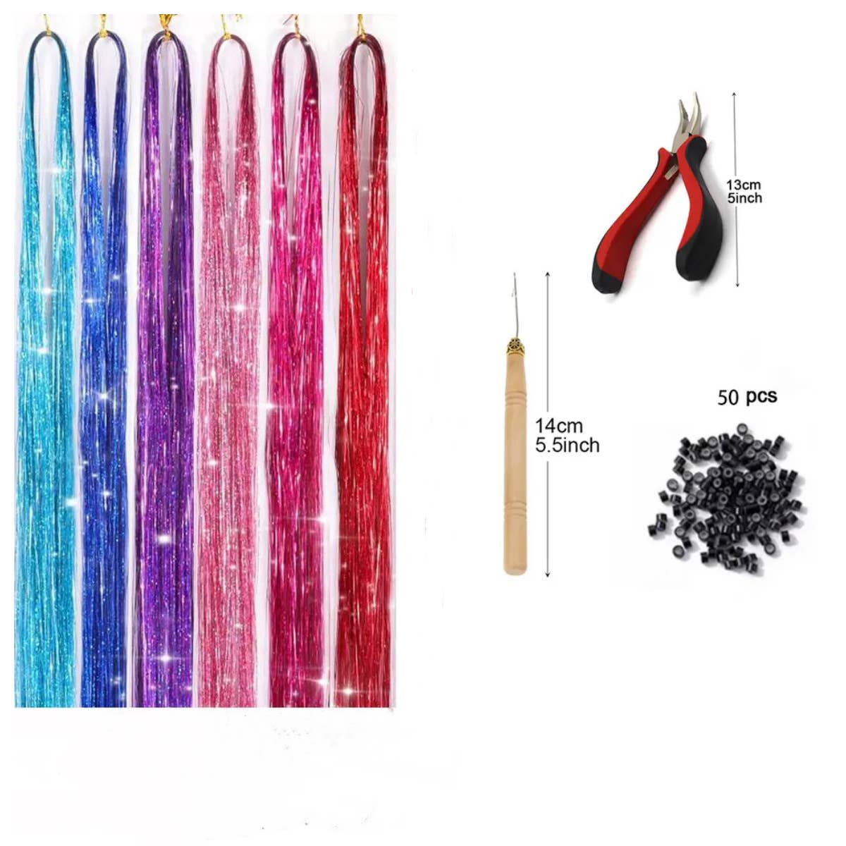 AK Brand - Vente Extensions de cheveux - Kit de Tinsels Étincelants pour Extensions de Cheveux10