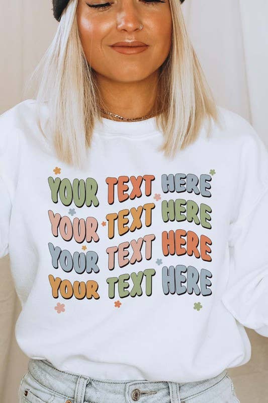 The Funnel Cake Tree - Vente Sweat-shirt à imprimés – femme - Sweat-shirt à col rond rétro ondulé avec texte personnalisé S-4XL2