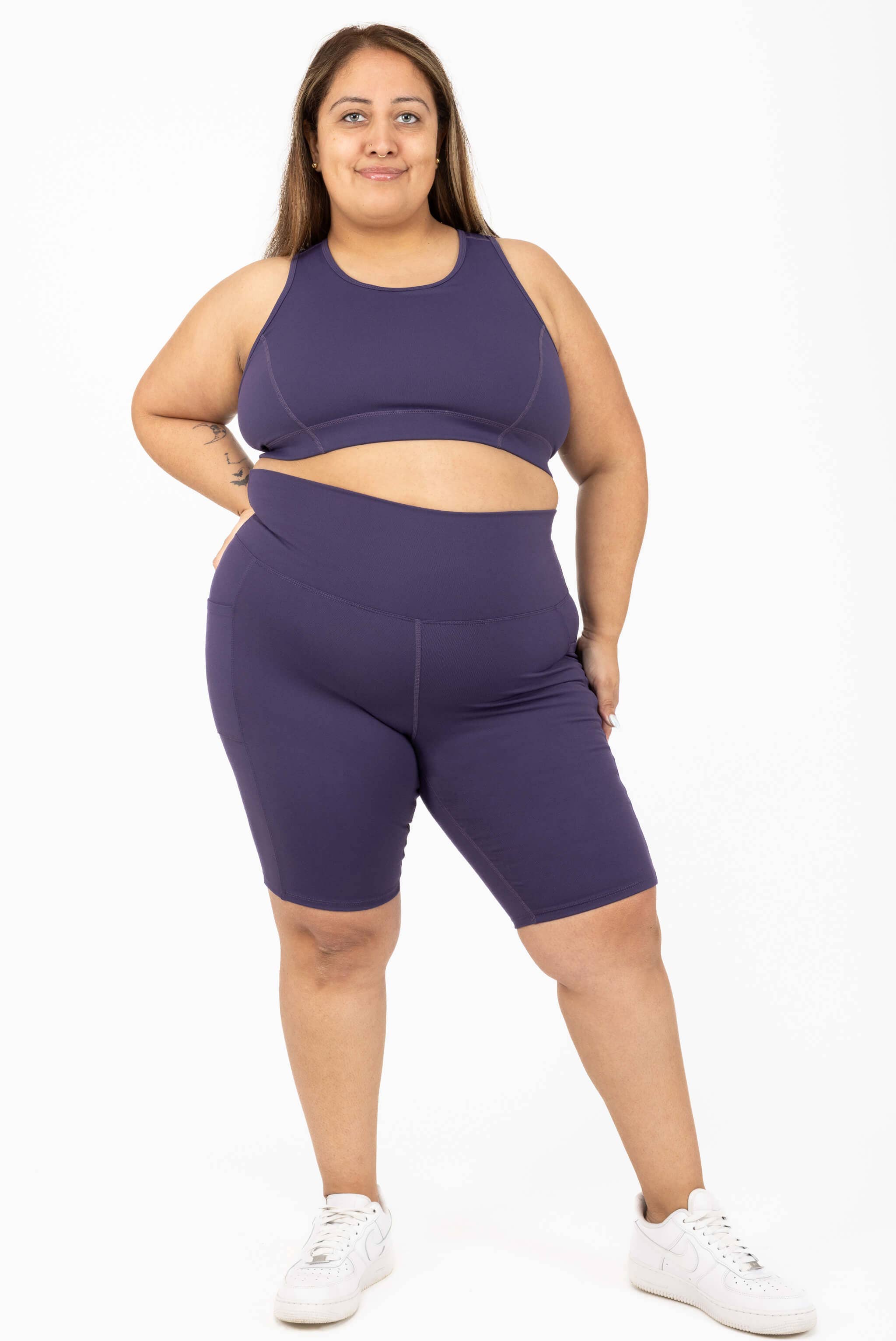 Superfit Hero - Wholesale Athletic Shorts - Women's - Pocket Bike Shorts 11 inch - Deep Purple4