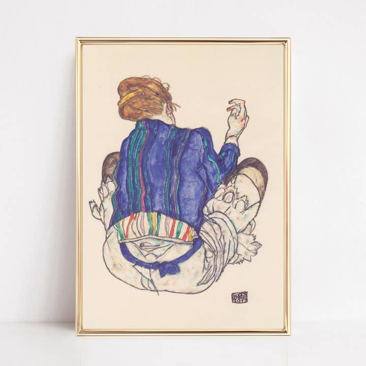 Seated Woman Vintage Wall Art Print | Egon Schiele for wholesale by KIKIANDNIM