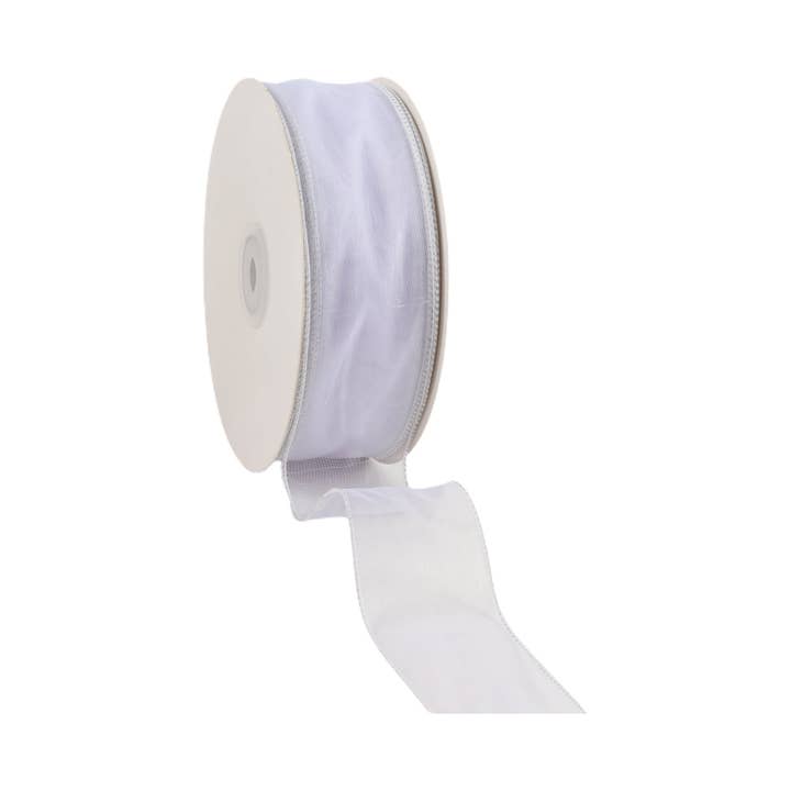 1 1/2" Bedrade Transparante Lint | Wit | Rol van 50 Yards voor wholesale door LA Ribbons Wholesale