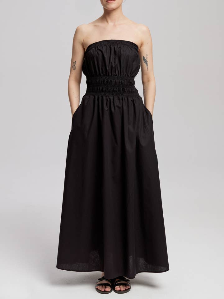 Elena Dress // Black Cotton Poplin for wholesale by ASME STUDIOS