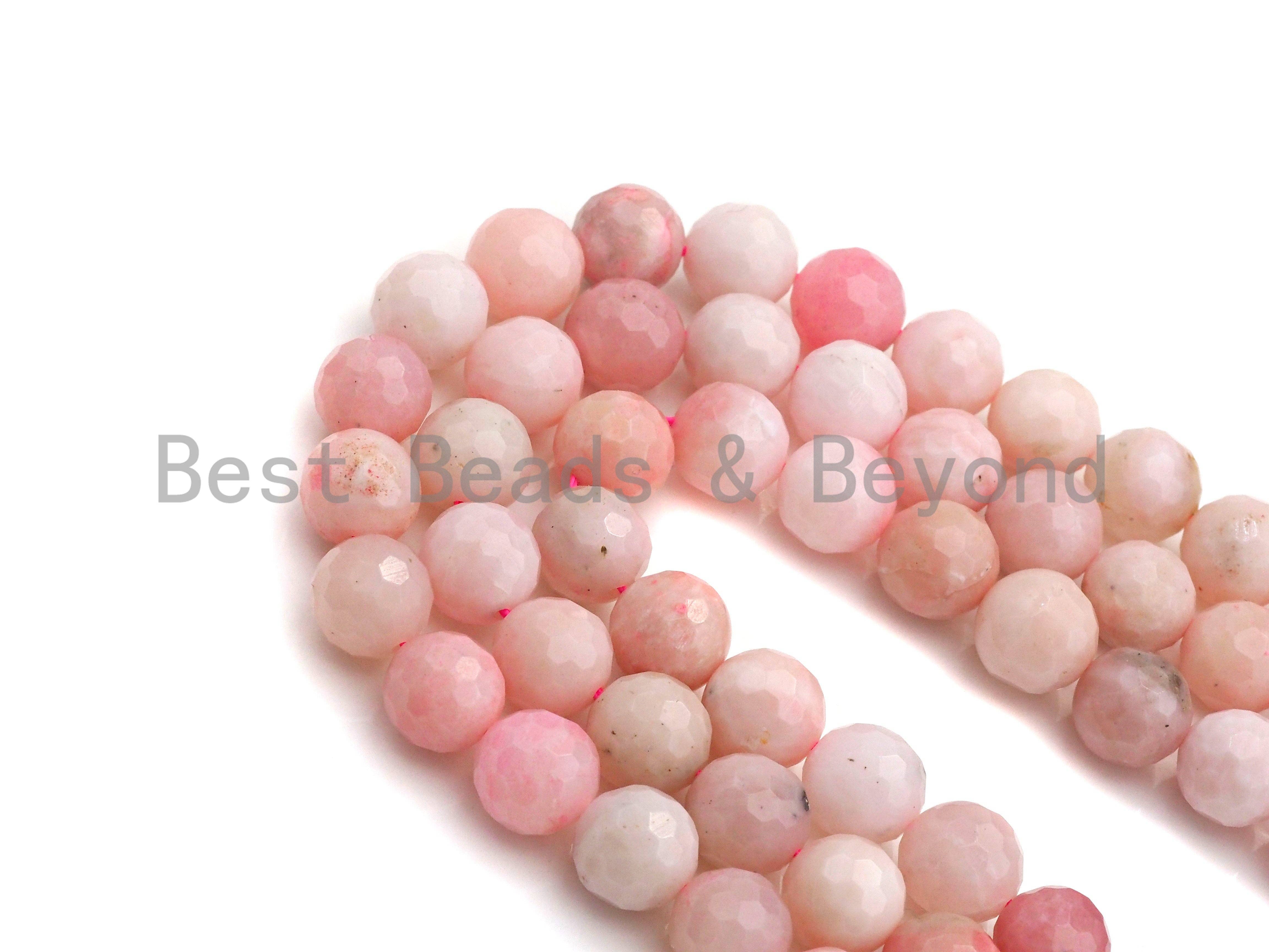BestBeads&Beyond - Wholesale Beads - High Quality Natural Pink Opal Faceted Beads, 6mm/8mm/10mm/12mm Round Faceted Opal Beads, 15.5" Full Strand, sku#U8194