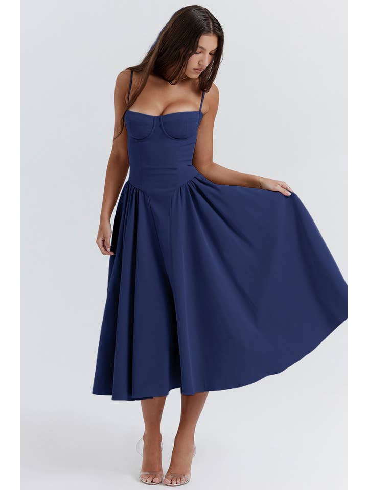 Sweetkama - Wholesale Dress - Women's - String Shoulder Solid & Floral Ladies Dress 2552846