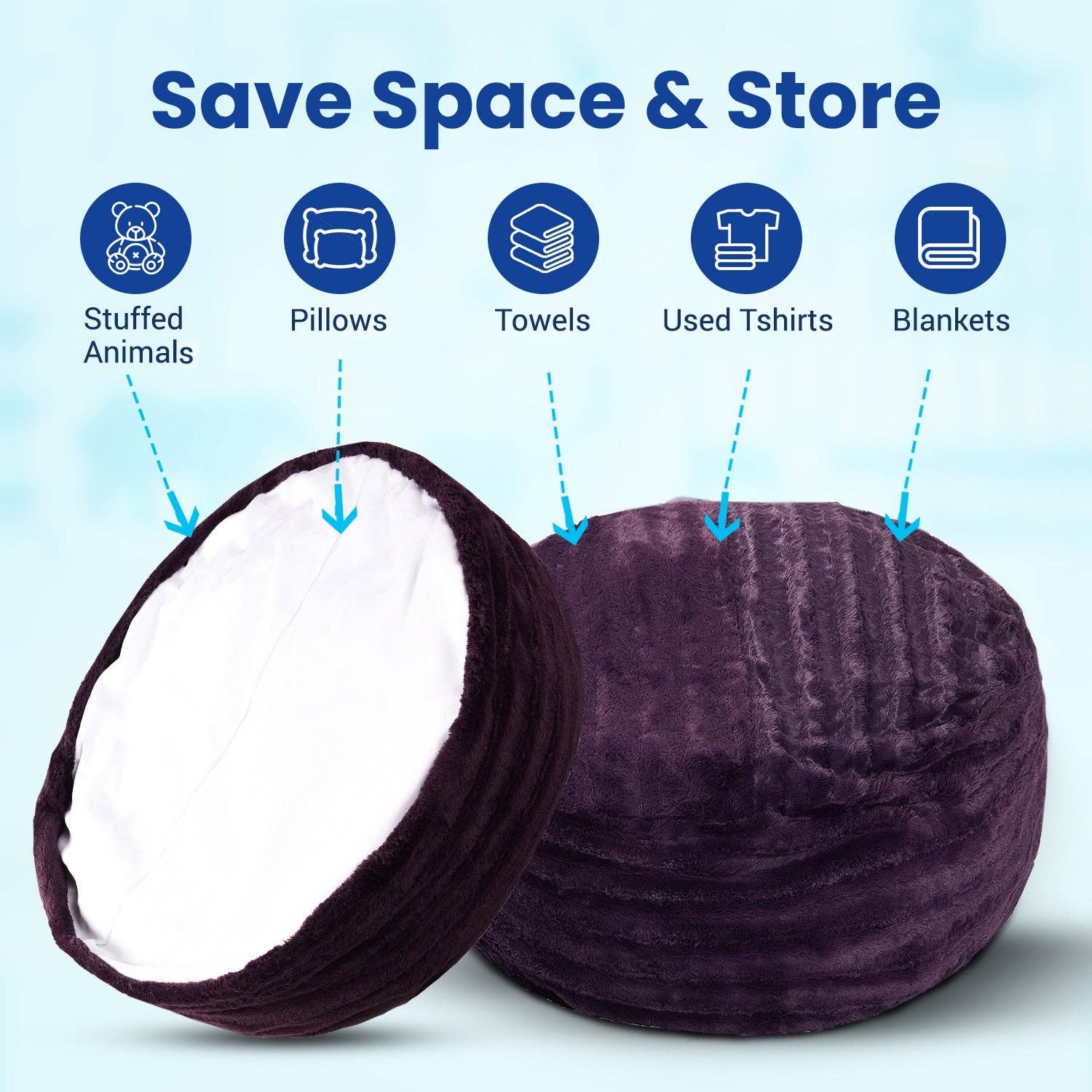 Cheer Collection - Vente Peluche – enfant et bébé - Pouf en fausse fourrure de la collection Cheer et rangement pour animaux en peluche12