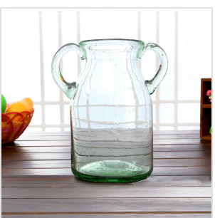 Noah Decoration - Wholesale Vase - Farmhouse Double Ear Blue Tint Glass Vase Large medium small1