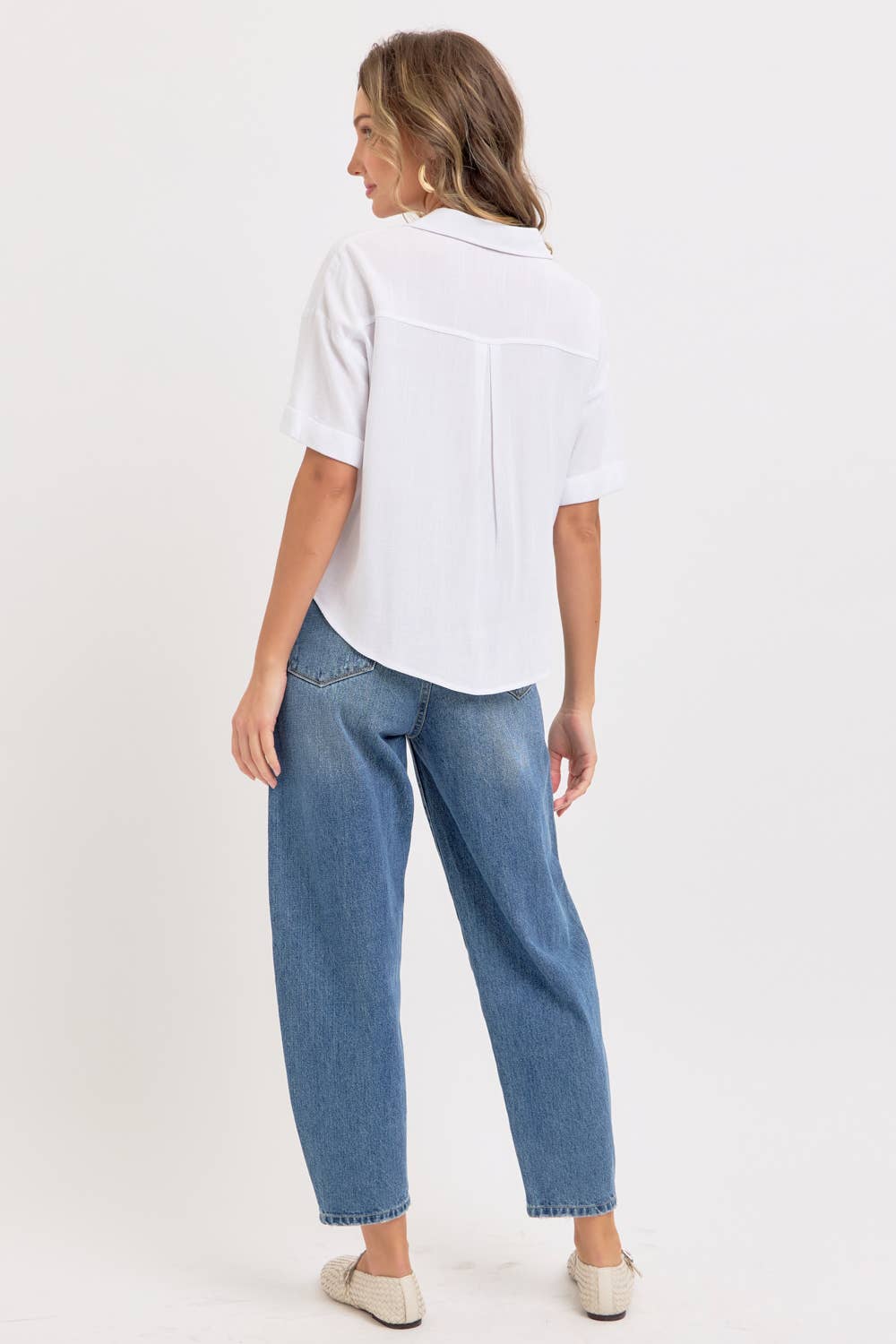 Sweet Lovely by Jen - Wholesale Button Down Shirt - Women's - LINEN BLEND BUTTON DWON CASUAL SHIRT28