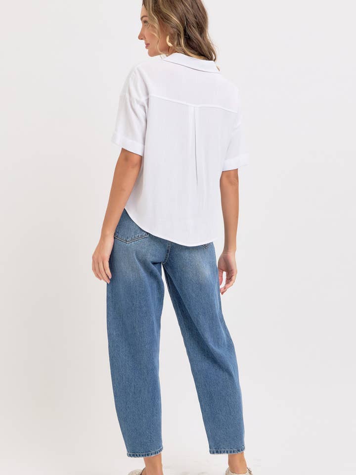 Sweet Lovely by Jen - Wholesale Button Down Shirt - Women's - LINEN BLEND BUTTON DWON CASUAL SHIRT28